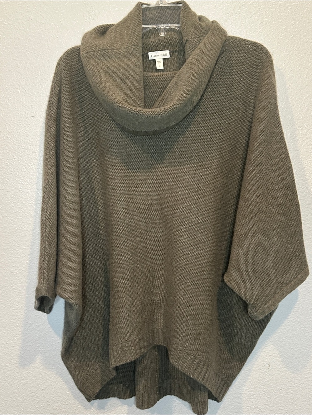 Garnet Hill 100% Recycled Cashmere Cowl Neck Poncho Sweater M
